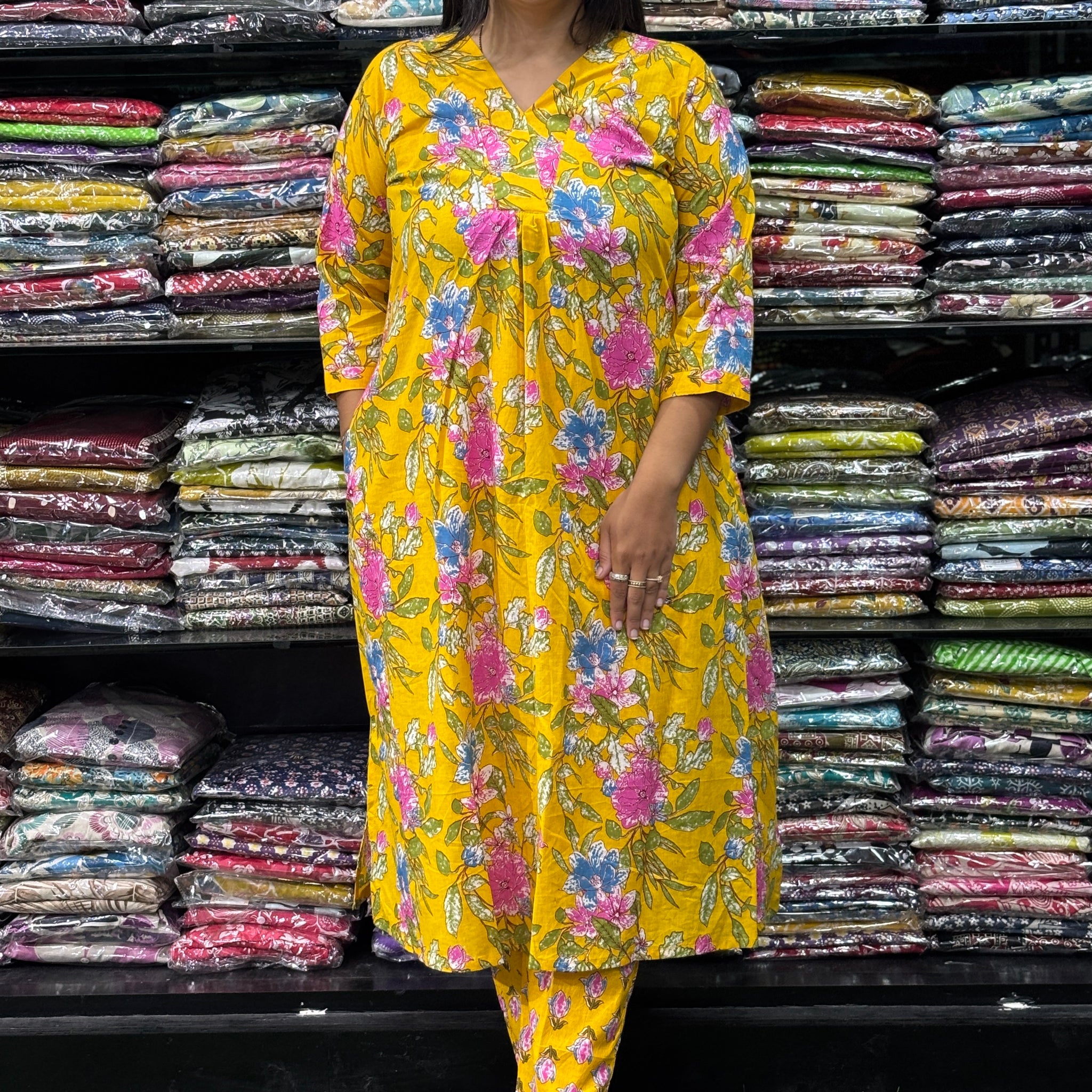 ALINE KURTI WITH PANT (PURE CAMRIC COTTON)