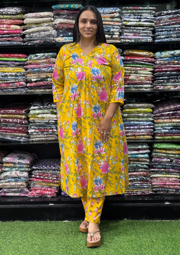 ALINE KURTI WITH PANT (PURE CAMRIC COTTON)