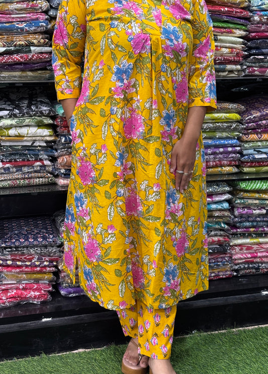 ALINE KURTI WITH PANT (PURE CAMRIC COTTON)