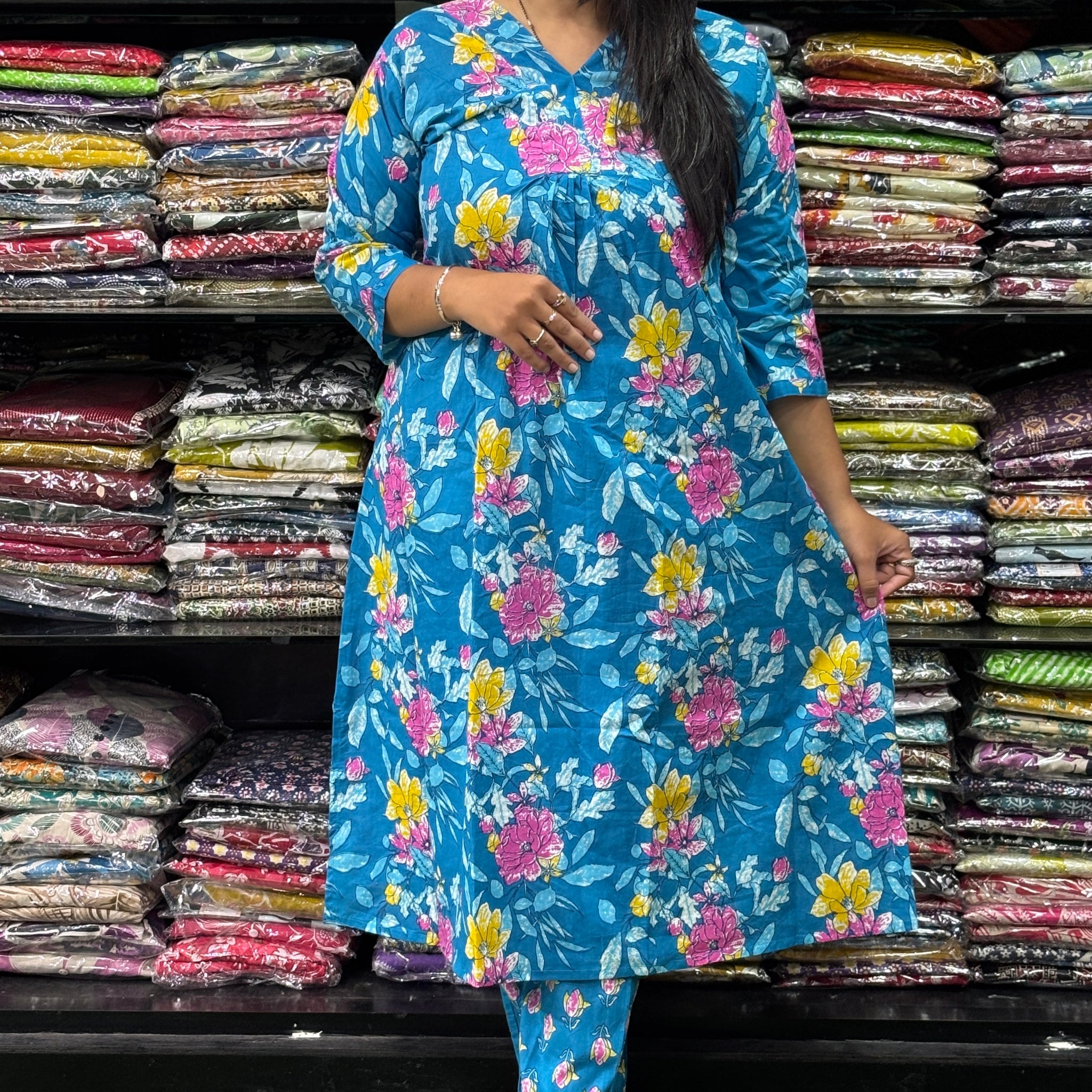 ALINE KURTI WITH PANT (PURE CAMRIC COTTON)