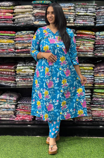 ALINE KURTI WITH PANT (PURE CAMRIC COTTON)