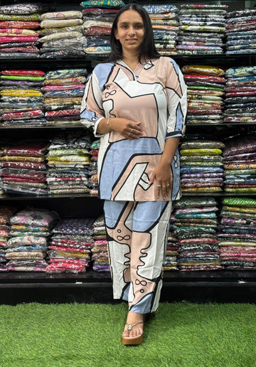 STRAIGHT SHORT KURTI  WITH PLAZO (HEAVY 22KG RAYON)