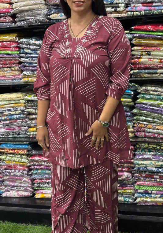 ALINE TUNIC WITH PLAZO (HEAVY 22KG RAYON,HANDWORK)