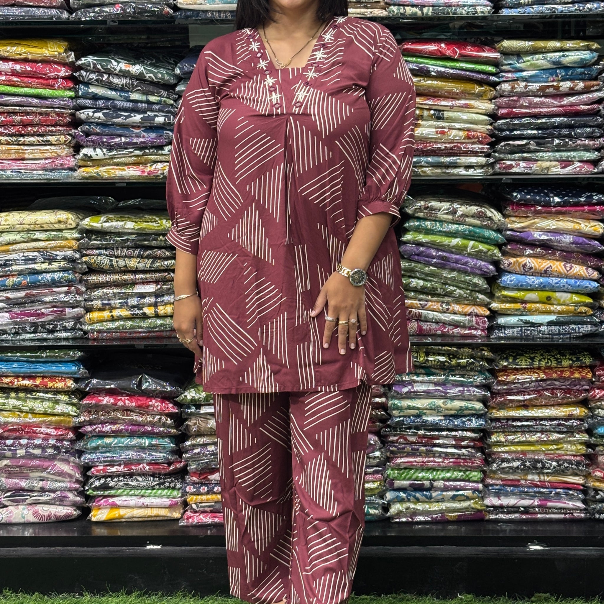 ALINE TUNIC WITH PLAZO (HEAVY 22KG RAYON,HANDWORK)