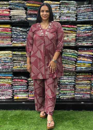 ALINE TUNIC WITH PLAZO (HEAVY 22KG RAYON,HANDWORK)