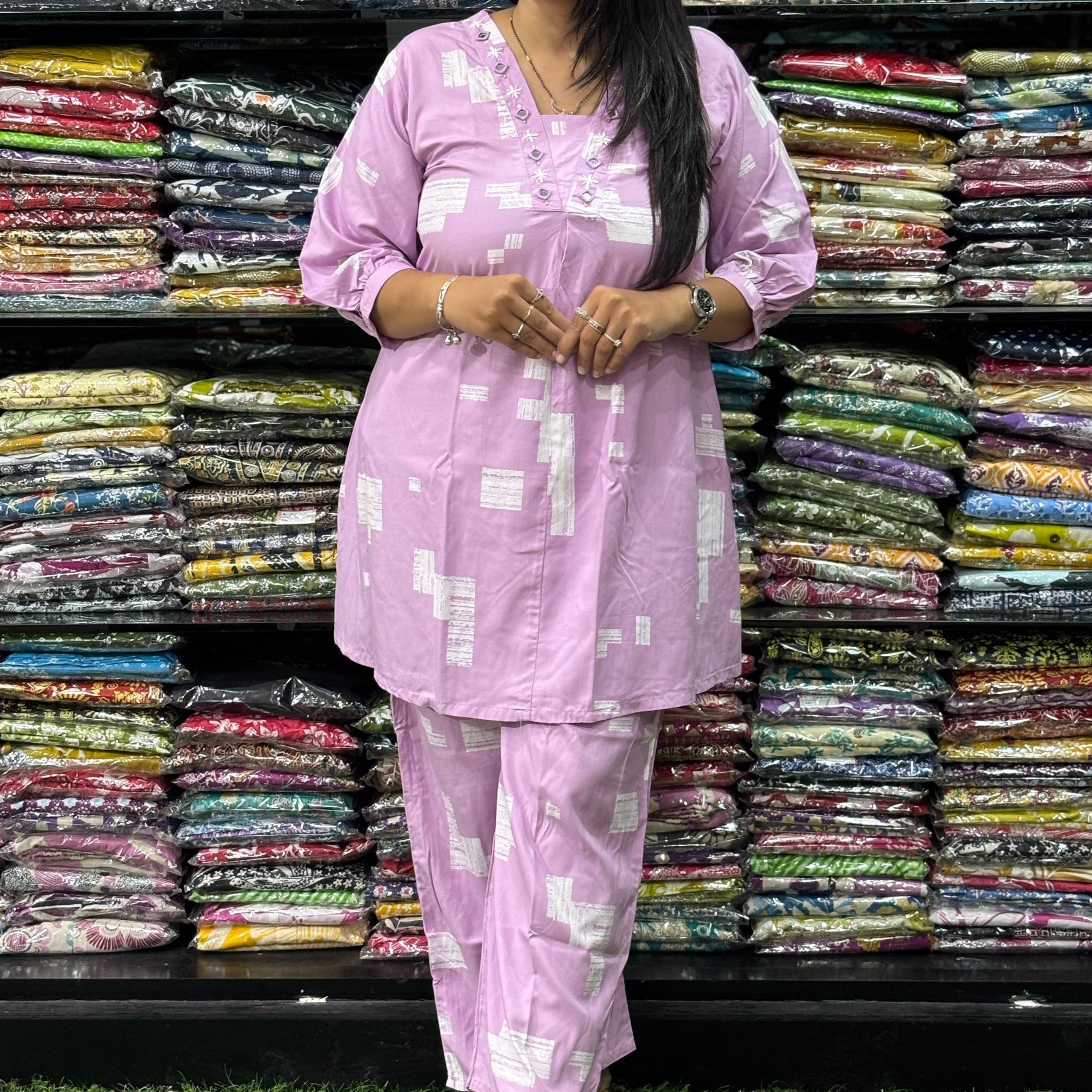 ALINE TUNIC WITH PLAZO (HEAVY 22KG RAYON,HANDWORK)