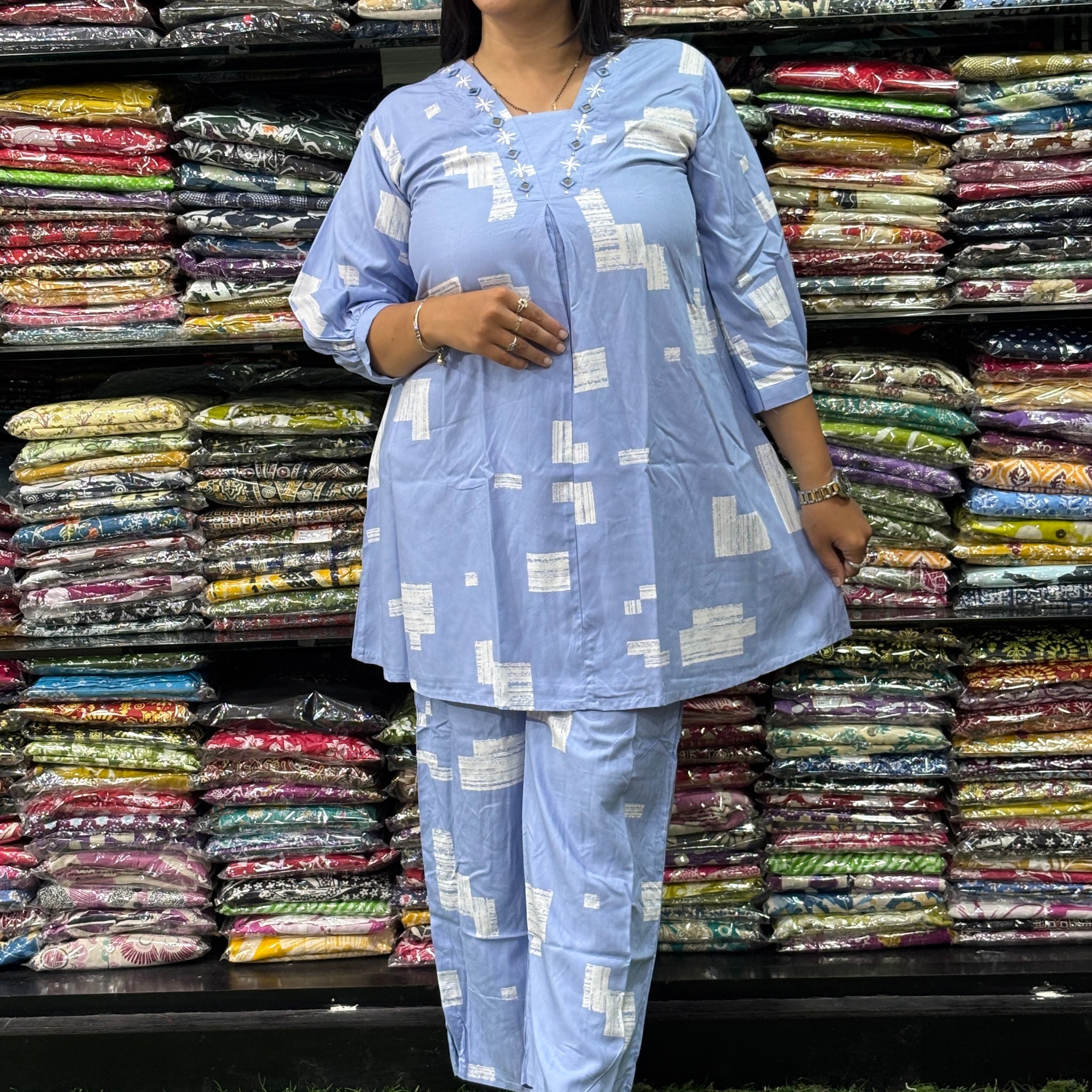 ALINE TUNIC WITH PLAZO (HEAVY 22KG RAYON,HANDWORK)