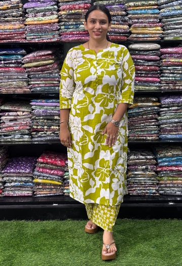 STRAIGHT KURTI-PLAZO (PURE CAMRIC COTTON)