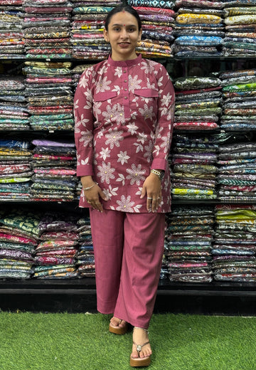 STRAIGHT TUNIC & PLAZO (VERTICAN(POLY COTTON))