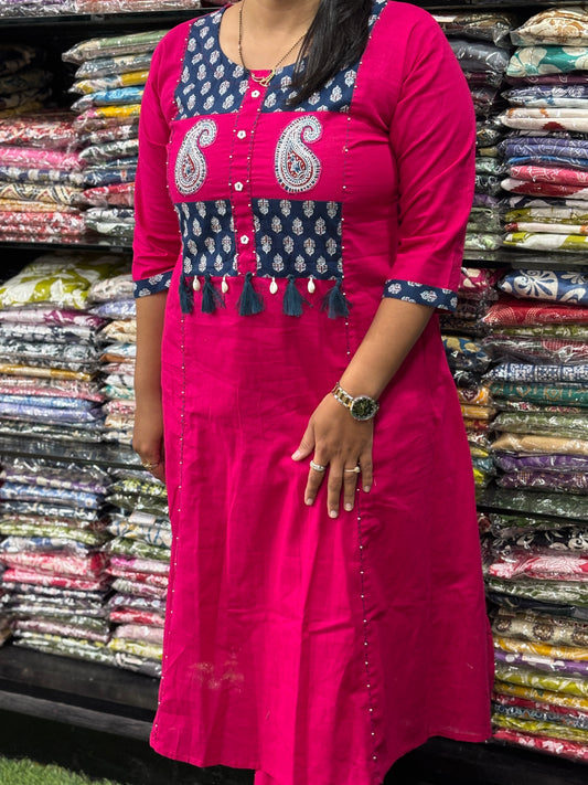 ALINE KURTI WITH PANT (FLEX COTTON, WORK)