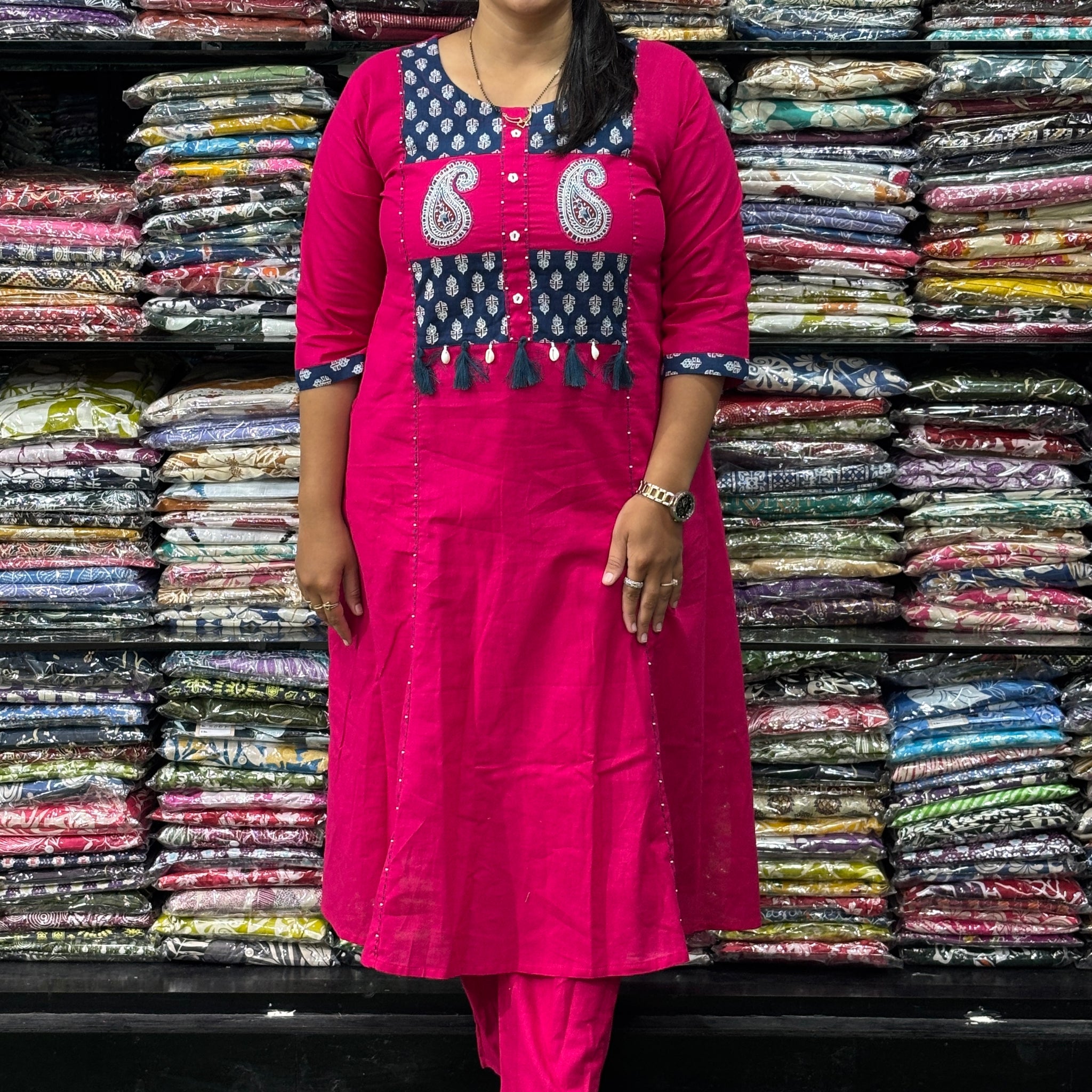 ALINE KURTI WITH PANT (FLEX COTTON, WORK)