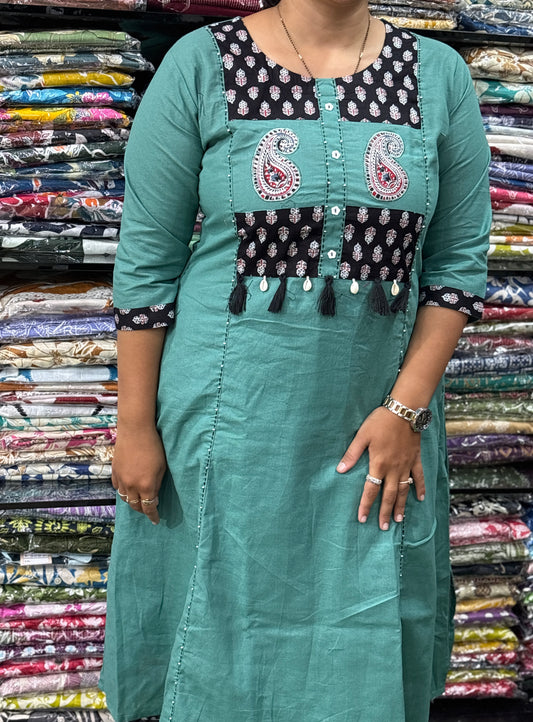 ALINE KURTI WITH PANT (FLEX COTTON, WORK)