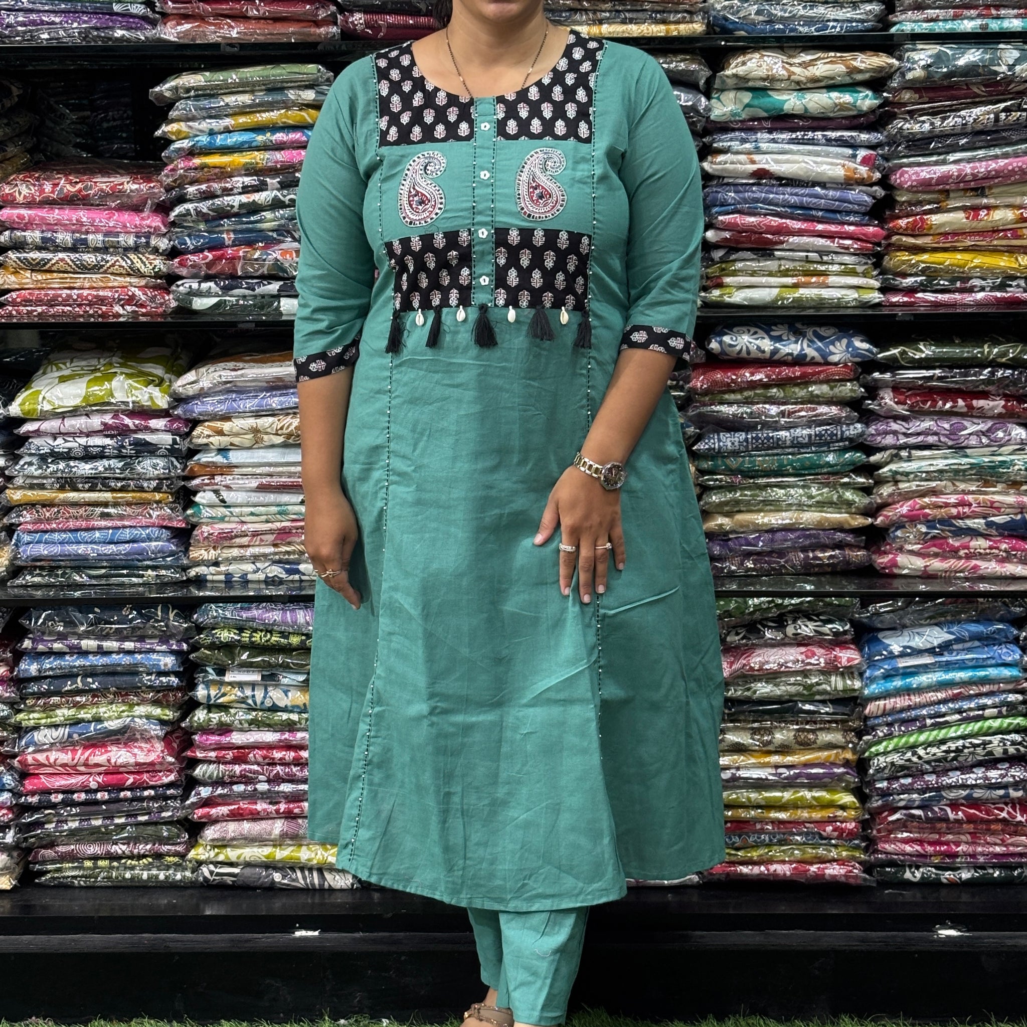 ALINE KURTI WITH PANT (FLEX COTTON, WORK)