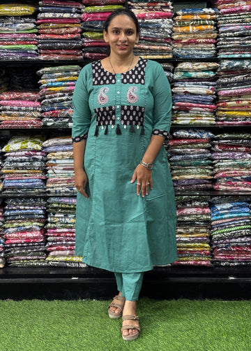 ALINE KURTI WITH PANT (FLEX COTTON, WORK)