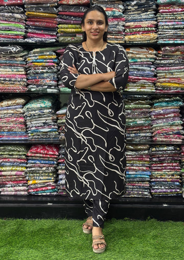 STRAIGHT KURTI WITH PANT (HEAVY 22KG RAYON)