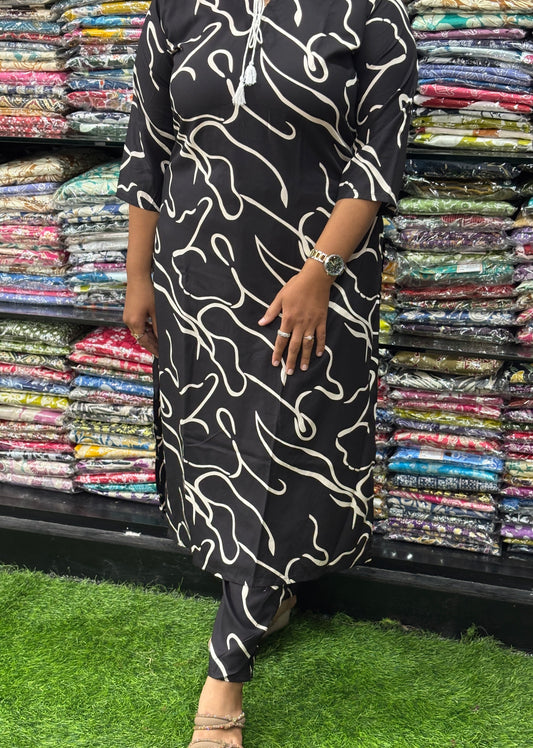 STRAIGHT KURTI WITH PANT (HEAVY 22KG RAYON)