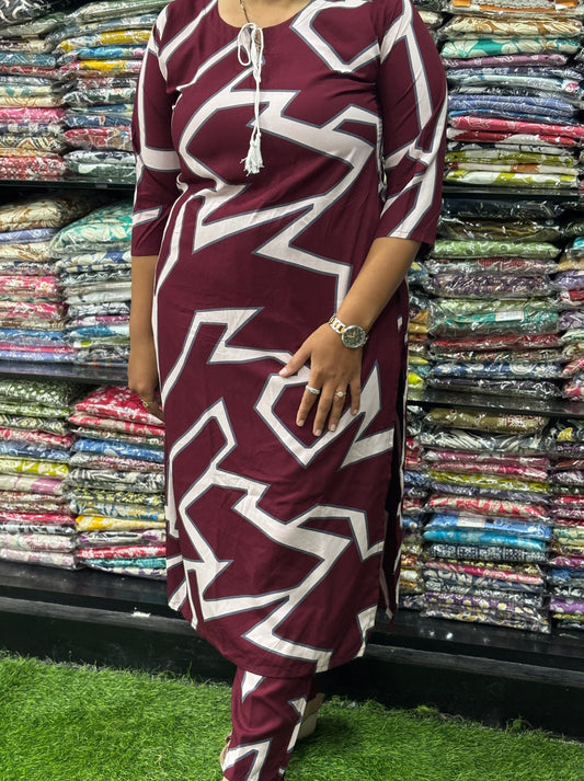 STRAIGHT KURTI WITH PANT (HEAVY 22KG RAYON)