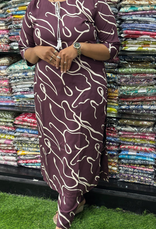 STRAIGHT KURTI WITH PANT (HEAVY 22KG RAYON)