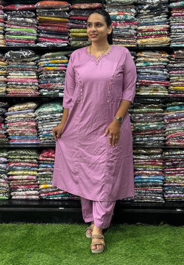 ALINE KURTI WITH PLAZO (HEAVY 22KG RAYON, MIRROR WORK)