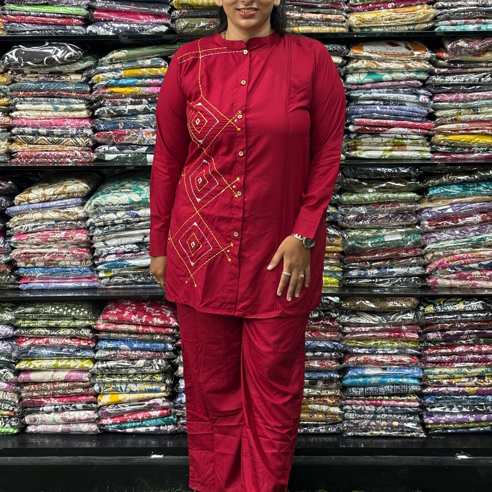 SHIRT WITH PLAZO (HEAVY 22KG RAYON,WORK)