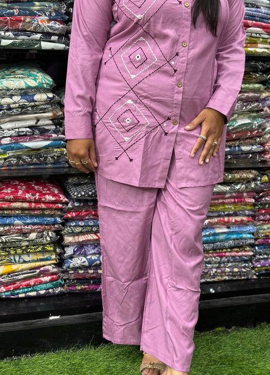 SHIRT WITH PLAZO (HEAVY 22KG RAYON,WORK)