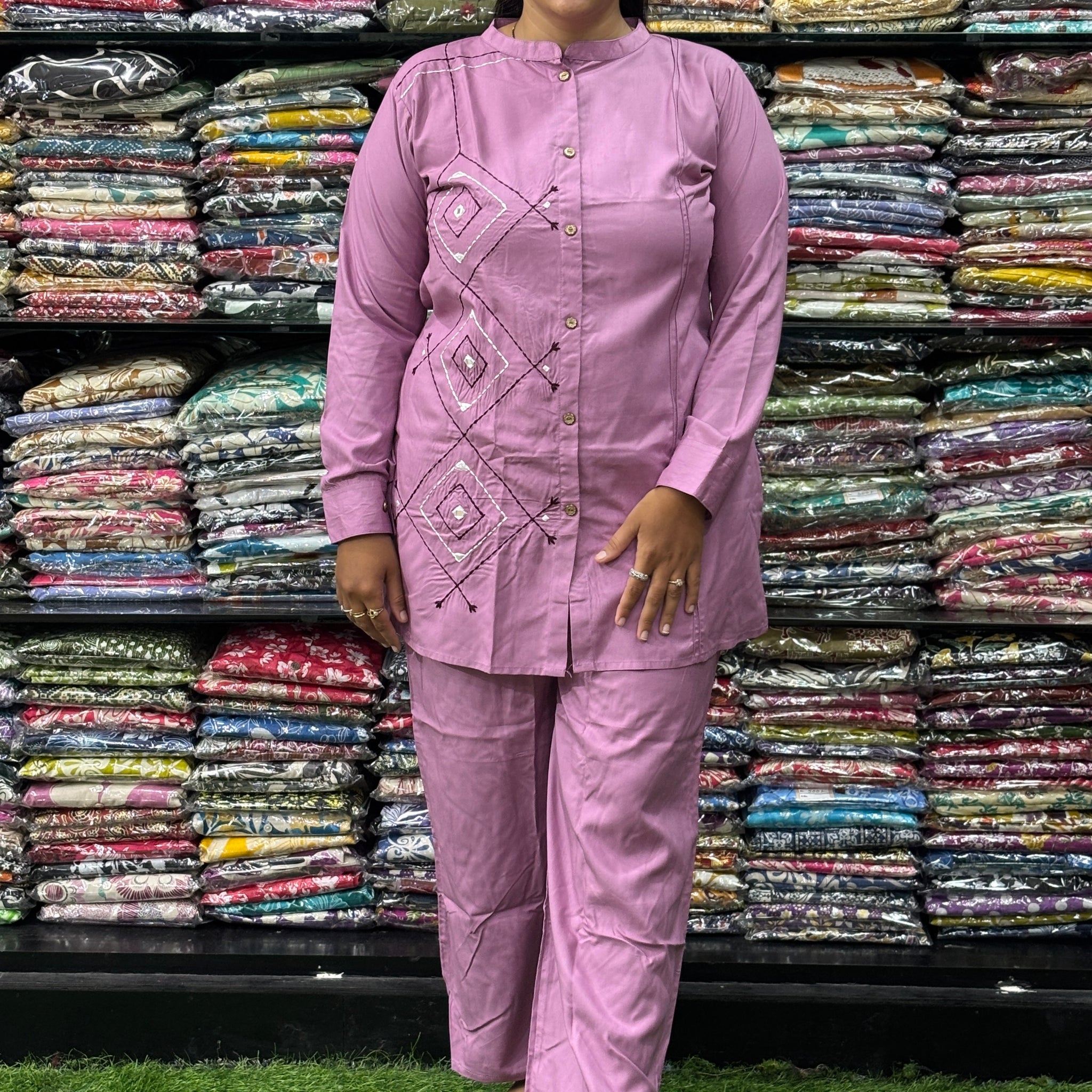 SHIRT WITH PLAZO (HEAVY 22KG RAYON,WORK)