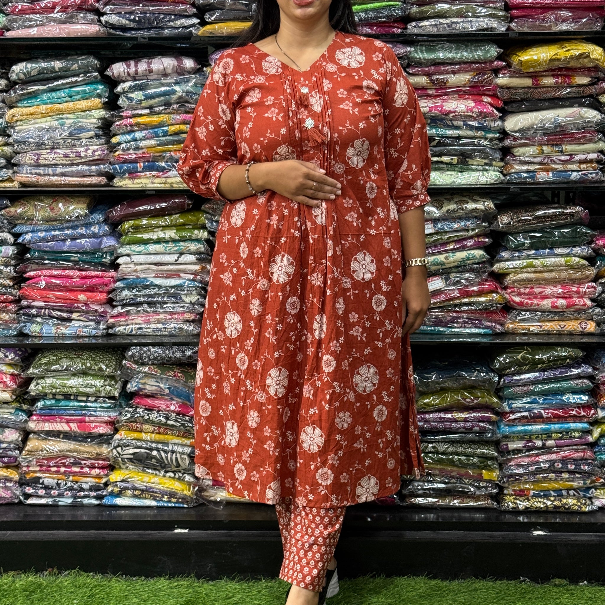 ALINE KURTI WITH PANT (PURE CAMRIC COTTON)