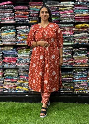 ALINE KURTI WITH PANT (PURE CAMRIC COTTON)