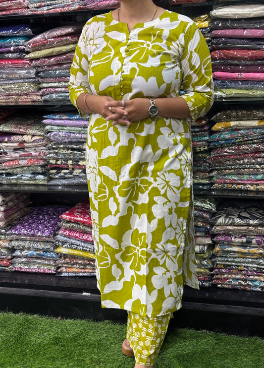 STRAIGHT KURTI-PLAZO (PURE CAMRIC COTTON)