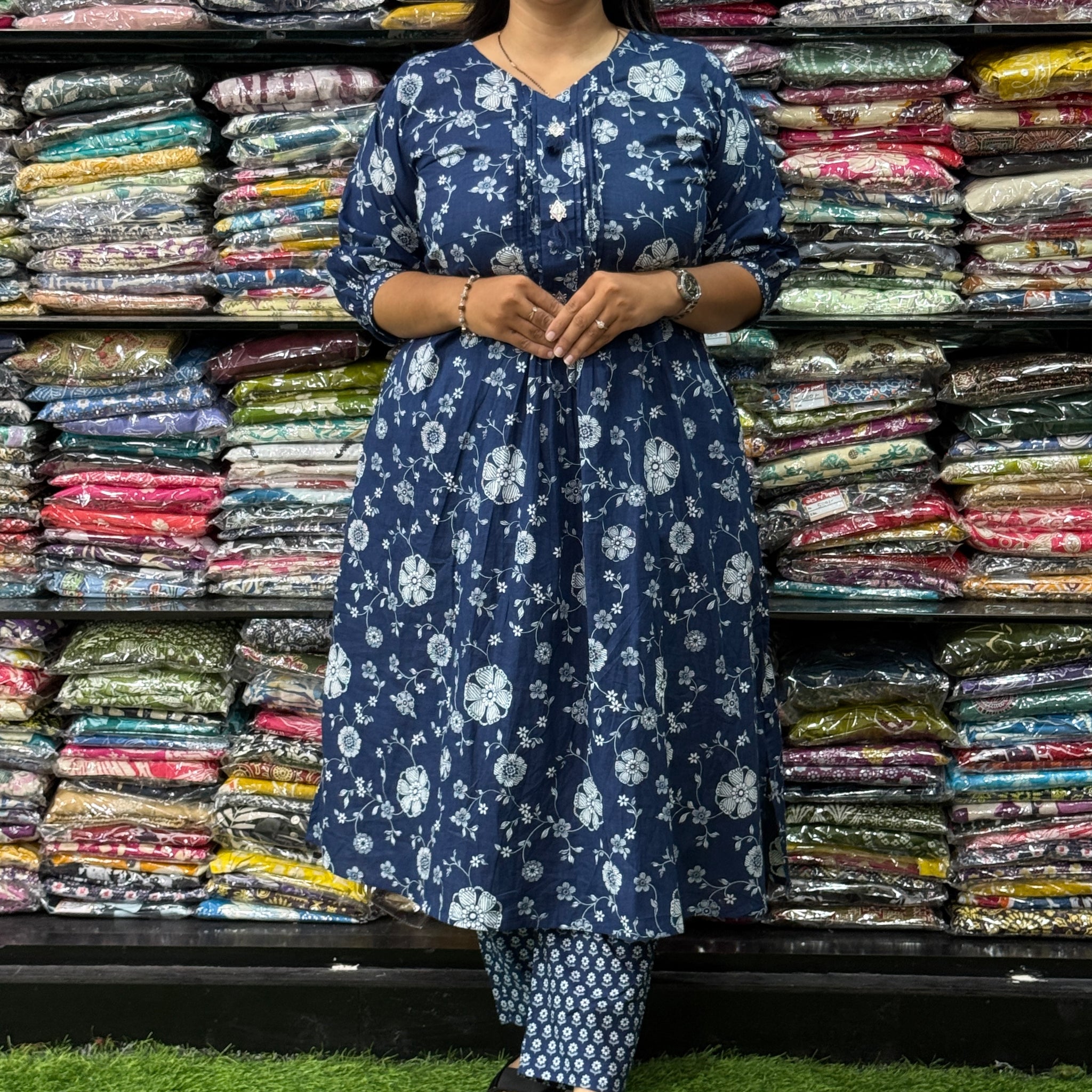 ALINE KURTI WITH PANT (PURE CAMRIC COTTON)