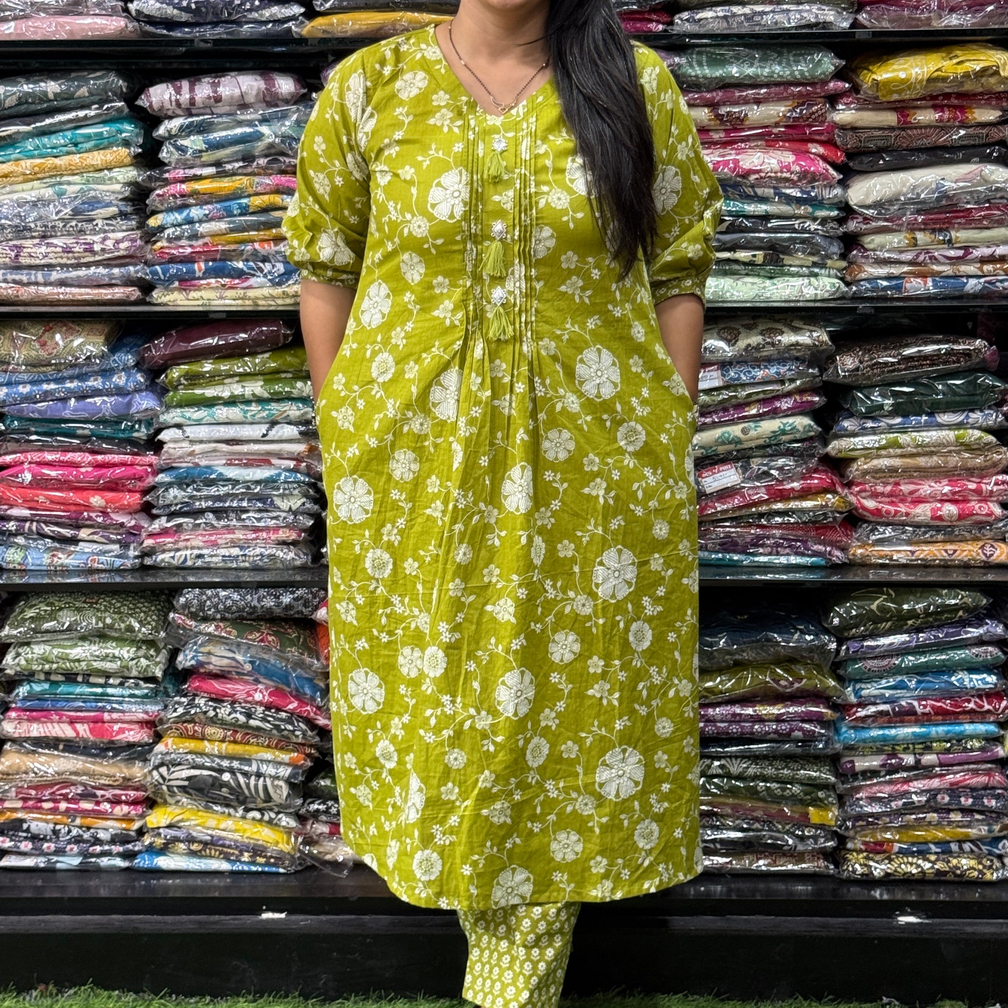 ALINE KURTI WITH PANT (PURE CAMRIC COTTON)