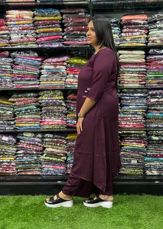 ALINE KURTI WITH PLAZO (GAJI SILK,HANDWORK)