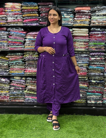 ALINE KURTI WITH PANT (GAJI SILK,HANDWORK)