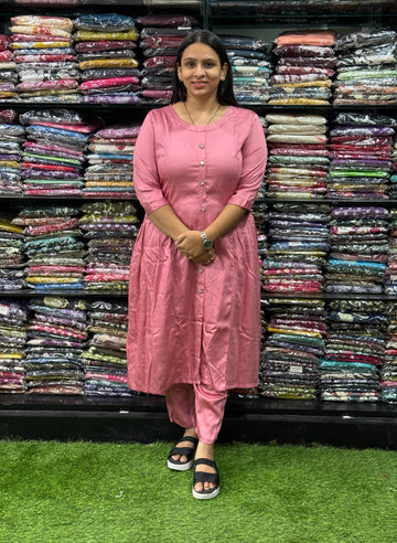 ALINE KURTI WITH PANT (GAJI SILK,HANDWORK)