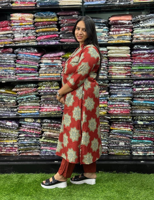 ALINE KURTI WITH PANT (PURE CAMRIC COTTON)