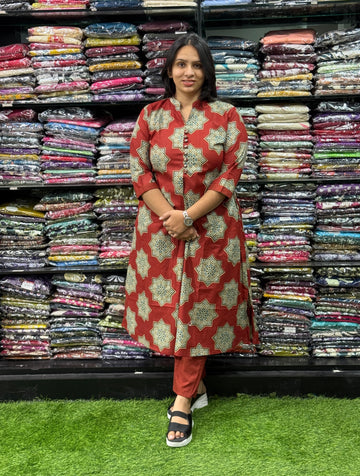 ALINE KURTI WITH PANT (PURE CAMRIC COTTON)