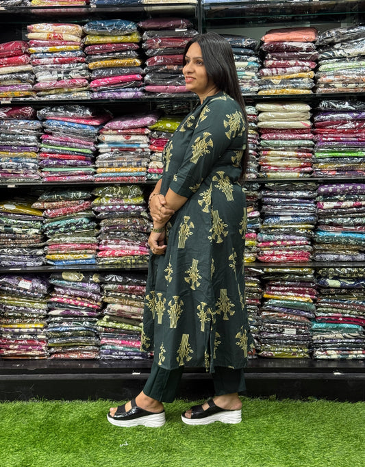 ALINE KURTI WITH PANT (PURE CAMRIC COTTON)