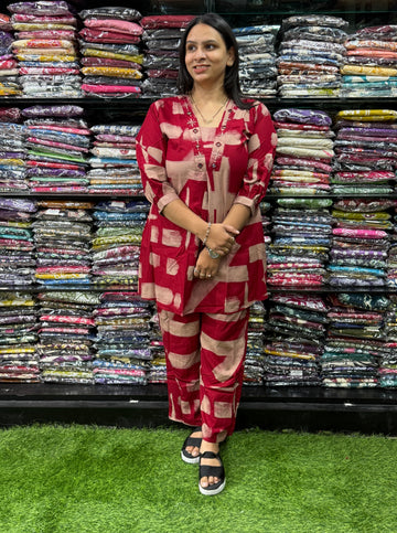ALINE TUNIC WITH PLAZO (HEAVY 22KG RAYON,HANDWORK)