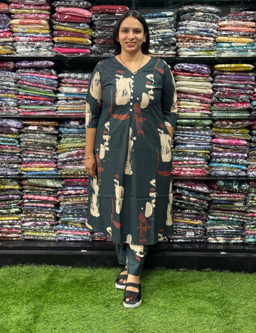 ALINE KURTI WITH PANT (HEAVY 22KG RAYON)