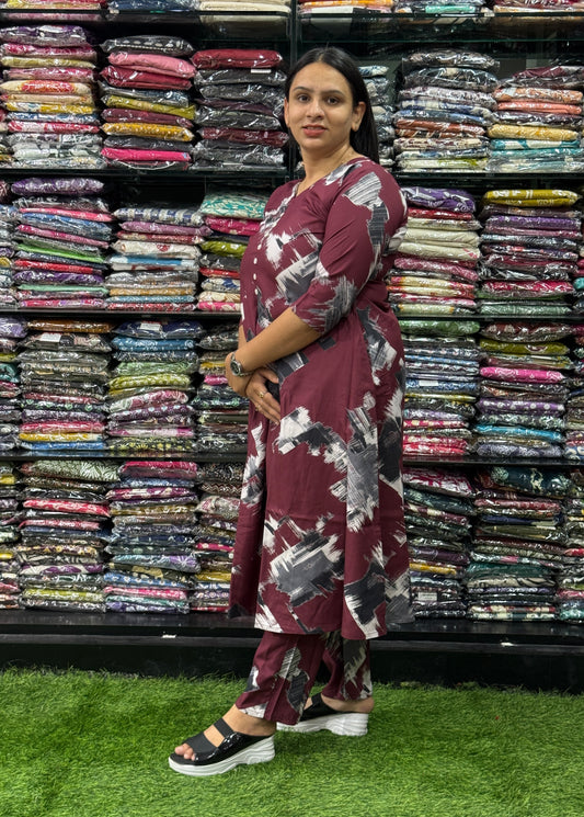 ALINE KURTI WITH PANT (HEAVY 22KG RAYON)
