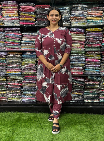 ALINE KURTI WITH PANT (HEAVY 22KG RAYON)