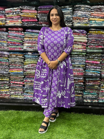 ROUND KURTI WITH PANT (PURE CAMRIC COTTON)