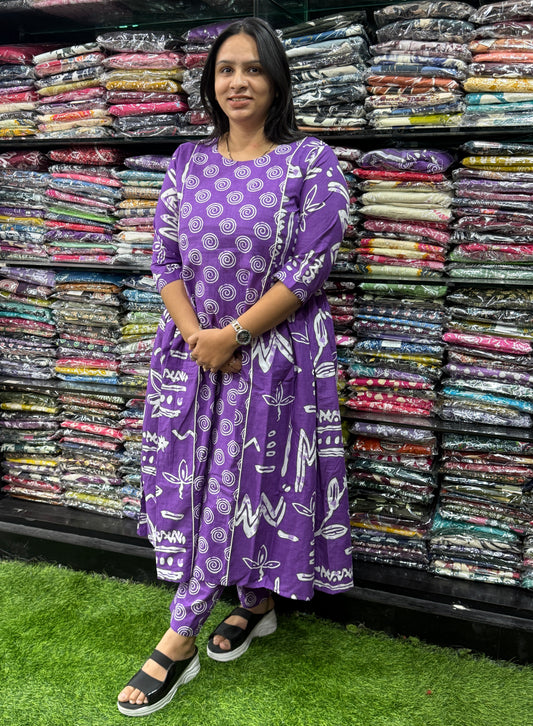 ROUND KURTI WITH PANT (PURE CAMRIC COTTON)
