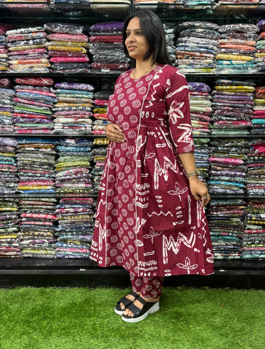 ROUND KURTI WITH PANT (PURE CAMRIC COTTON)