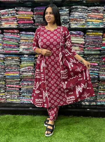ROUND KURTI WITH PANT (PURE CAMRIC COTTON)