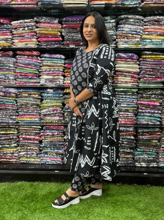 ROUND KURTI WITH PANT (PURE CAMRIC COTTON)