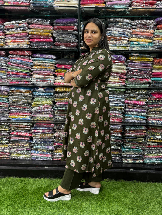 ALINE KURTI WITH PLAZO (PURE CAMRIC COTTON)