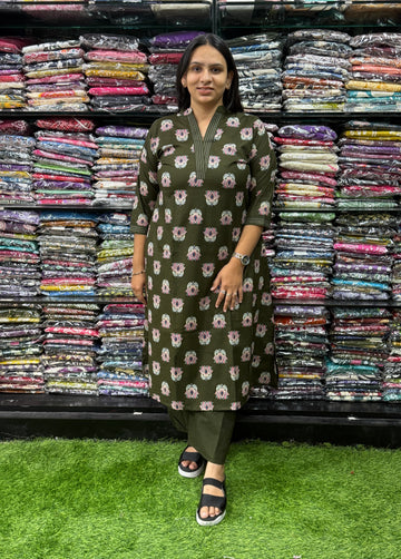 ALINE KURTI WITH PLAZO (PURE CAMRIC COTTON)