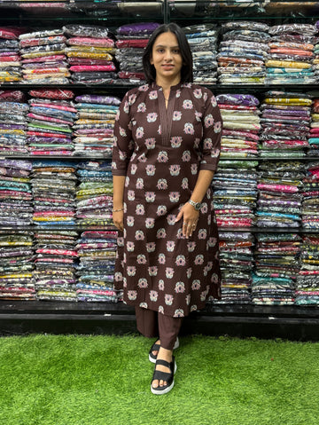 ALINE KURTI WITH PLAZO (PURE CAMRIC COTTON)