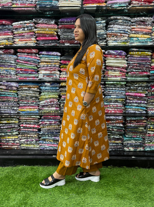 ALINE KURTI WITH PLAZO (PURE CAMRIC COTTON)